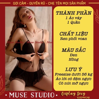 Đồ ngủ sexy áo lót có đệm ngực, quần váy ren voan mềm gợi cảm, giảm còn 129k 2