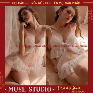 Đồ ngủ sexy áo lót có đệm ngực, quần váy ren voan mềm gợi cảm, giảm còn 129k 3