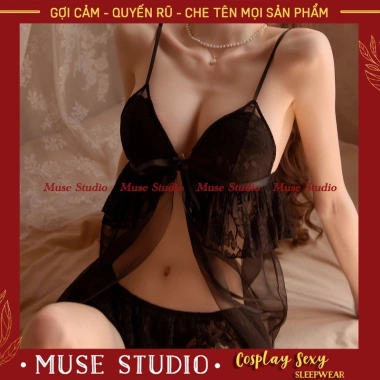 Đồ ngủ sexy áo lót có đệm ngực, quần váy ren voan mềm gợi cảm, giảm còn 129k 4