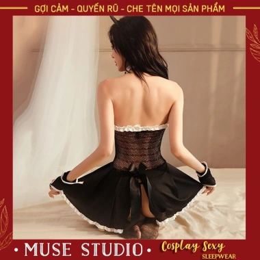 Đồ ngủ sexy bộ mèo miêu nữ cosplay xẻ sau, full phụ kiện kèm tất bờm - mẫu mới, giá chỉ 109.000₫