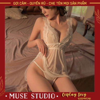 Đồ ngủ sexy, váy ngủ gợi cảm – Đầm ren mềm xuyên thấu xẻ sau, quyến rũ 95.000 VND 6