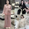 Đồ ngủ tiểu thư babydoll tay dài, quần dài lụa sang trọng latin - chỉ 255.000₫