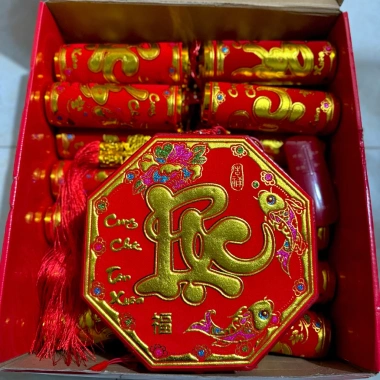 Đồ pháo điện tử Tết chữ Phúc Thọ nhung – Trang trí lộc phát, giảm giá 455.000₫, chất liệu mềm mại, mọi không gian