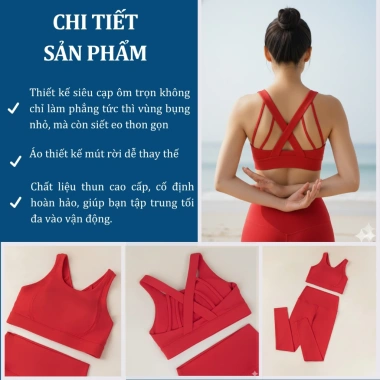 Đồ Tập Yoga Nữ S22 - Quần áo gym dây đan chéo xương cá, chống lật, thun lạnh thoáng mát, co giãn - Giá chỉ 535.000₫