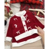 Đồ Tết bé gái Set len thừng mềm mại đính nơ - Chân váy len đỏ Noel 10-30kg - 169.000đ Tiệm Nhà Sam 2