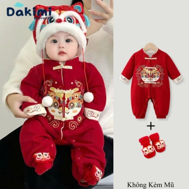 Đồ Tết Dakimi bé 0-12M – Body dài tay sơ sinh zip lông ấm áp, chỉ 148.800 VND 10