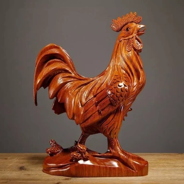 Đồ trang trí gà lớn gỗ nguyên khối khắc thủ công, phòng khách, máy tính để bàn, giảm 99k