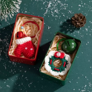 Đồ trang trí Giáng sinh len dệt: Cây Santa, vòng hoa Claus, quà bé - 165.176₫