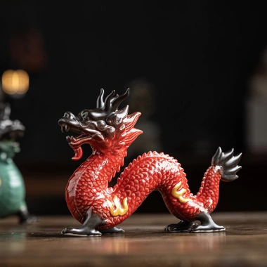 Đồ trang trí rồng gốm thủ công màu xanh đỏ – May mắn cho phòng khách, văn phòng, máy tính để bàn – Giá ưu đãi 471.947₫ 3