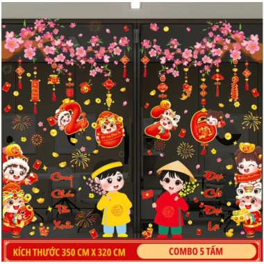 Đồ trang trí Tết 2.026: Bộ decal hít tĩnh điện đa mẫu, giá ưu đãi 79.800₫ 5
