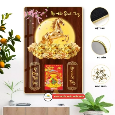 Đốc Lịch Mã Đáo Thành Công 2.026 Bính Ngọ - Tranh Thần Tài Treo Tết Trang Trí, Tráng Gương, Giá chỉ 225.000đ 4