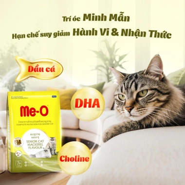 ĐỘC QUYỀN Combo 3 bịch Thức ăn mèo già Me-O hạt cá thu 1,1kg - Cho mèo trên 7 tuổi, giảm 20%