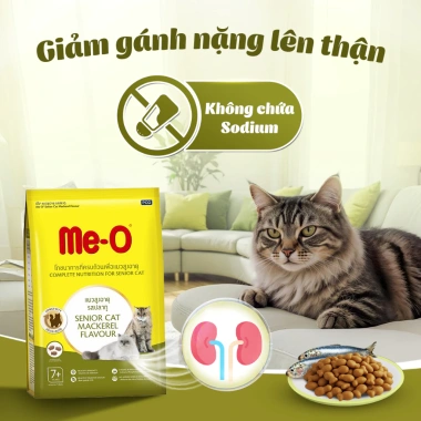 ĐỘC QUYỀN Combo 3 bịch Thức ăn mèo già Me-O hạt cá thu 1,1kg - Cho mèo trên 7 tuổi, giảm 20%