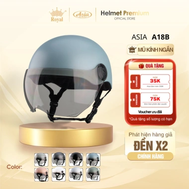 Độc Quyền Mũ Bảo Hiểm Nửa Đầu Asia A18B kính chống nắng nam nữ 1/2 chính hãng giảm giá 20% chỉ 319.000₫