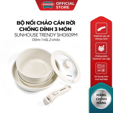 Độc Quyền Sunhouse Trendy SHG509M Bộ Nồi Chảo Cân Rối 3 Món Chống Dính Ceramic Dùng Mọi Loại Bếp Giá Ưu Đãi 1.240.000 VND