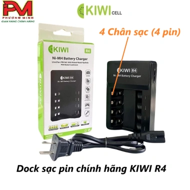Dock sạc KiWi R4 4 chân & R8+ 8 chân + Pin AA 2.800/3.300 mAh - Hàng chính hãng 175k