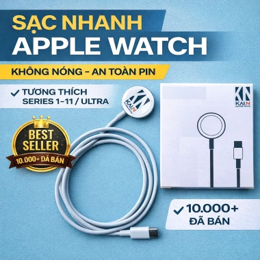 Dock sạc nhanh Kai.N thép cho Apple Watch Series 4-10 Ultra & SE - Giá 199.000₫