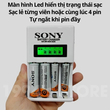 Dock sạc Sony đa năng 8 pin AAA 3A/AA 2A - Sạc nhanh, tự ngắt, LED báo, chỉ 95.000₫