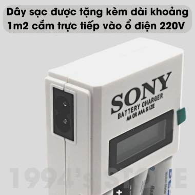 Dock sạc Sony đa năng 8 pin AAA 3A/AA 2A - Sạc nhanh, tự ngắt, LED báo, chỉ 95.000₫