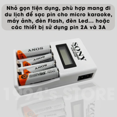 Dock sạc Sony đa năng 8 pin AAA 3A/AA 2A - Sạc nhanh, tự ngắt, LED báo, chỉ 95.000₫