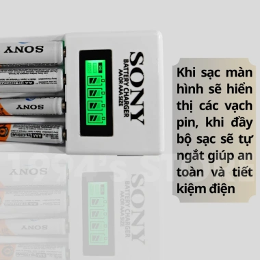 Dock sạc Sony đa năng 8 pin AAA 3A/AA 2A - Sạc nhanh, tự ngắt, LED báo, chỉ 95.000₫
