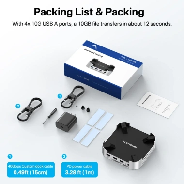 Docking Station MINI 10Gbps ACASIS - Thunderbolt 4/USB-C, HDMI, SD/TF, 4xUSB-A 3.1, 2xM.2, 30W PD cho Mac mini & Laptop