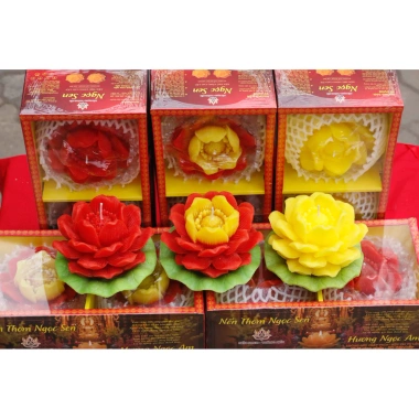 Đôi Nến Thơm Tết Ngọc Sen - Cháy 60-65h, Hương Dịu Dàng, Giá 205.000đ 2