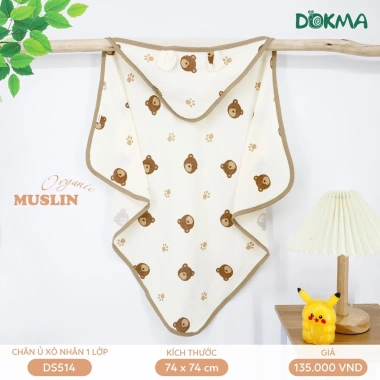 Dokma Khăn ủ Chăn ủ Xô Nhăn 1 Lớp Mềm Mại, Hoạ Tiết Xinh Xắn cho Bé DS514 - 135k