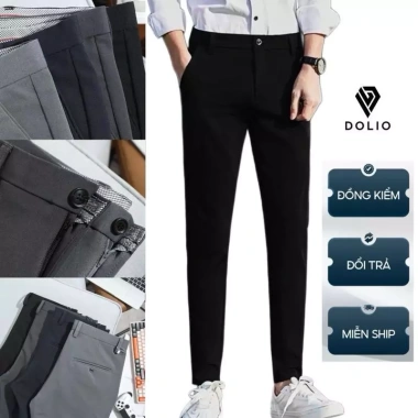 DOLIO Quần Tây Nam Âu Phom Thiết Kế Ống Ôm Dáng, Co Giãn 4 Chiều, Mặc Thoải Mái - Giá 175k (Giảm từ 222k)