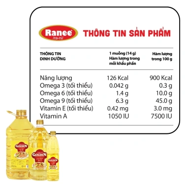 Đơn 199k tặng hộp bơ - Dầu ăn thượng hạng Ranee Golden 5 lít, giảm còn 269k