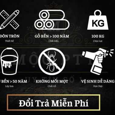 Đôn đế trống đa năng gỗ hương - Hàng dày, chịu tải tốt, kê đồ phong thủy, giảm 679k 3