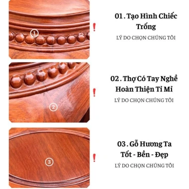 Đôn đế trống đa năng gỗ hương - Hàng dày, chịu tải tốt, kê đồ phong thủy, giảm 679k 6