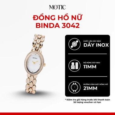 Đồng hồ Binda 3.042 mặt ovan dây inox thời trang nữ giá 380.000 VND