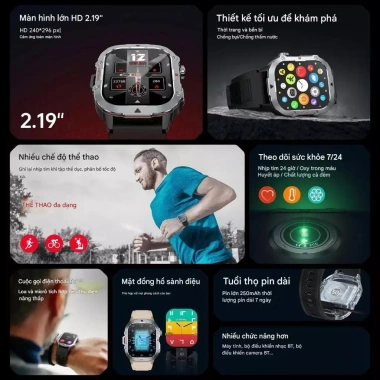 Đồng hồ C40Pro chống thấm nước - Theo dõi nhịp tim, huyết áp, giấc ngủ, thể thao, giá 262.500₫