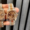 Đồng Hồ Cặp Đôi Nam Nữ Rolex Nâu Demi Viền Băm - Máy Pin Nhật, Bảo Hành 2 Năm, Tặng Hộp Đẹp, Giá 1.85 Triệu 10