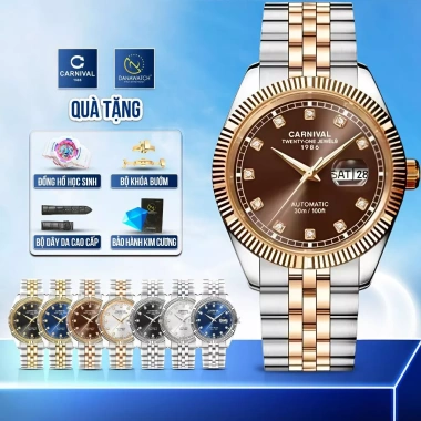 Đồng hồ Carnival 8.131G-CH-N - Dây da, khóa bướm, bảo hành kim cương, 4.2 triệu