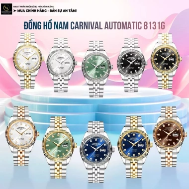 Đồng hồ Carnival 8.131G-CH-N - Dây da, khóa bướm, bảo hành kim cương, 4.2 triệu 2 Đồng hồ Carnival 8.131G-CH-N - Dây da, khóa bướm, bảo hành kim cương, 4.2 triệu 2