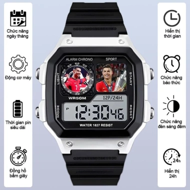 Đồng hồ chống nước điện tử Cristiano Ronaldo cho bé trai, bé gái 3+ tuổi - 125.910₫