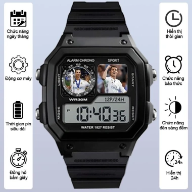 Đồng hồ chống nước điện tử Cristiano Ronaldo cho bé trai, bé gái 3+ tuổi - 125.910₫