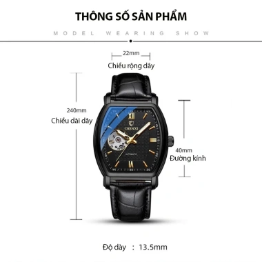 Đồng hồ cơ nam Chenxi CX8.815A Automatic dây da cao cấp, chống nước, bảo hành 1 năm 9