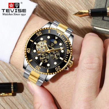 Đồng hồ cơ nam Tevise T801-002 dây thép đúc đặc không gỉ, full kim - Giá chỉ 2.450.000 VND