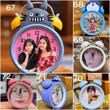 Đồng hồ để bàn in theo yêu cầu, hình dễ thương, chuông báo thức, quà tặng 135k 4