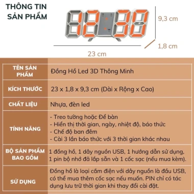 Đồng Hồ Để Bàn LED 3D ZAPPOINT - Thông Minh, Báo Thức Điện Tử, Giá 98.888₫ 3