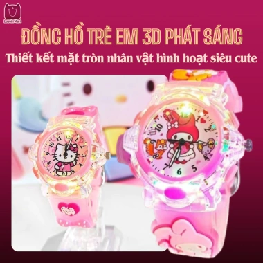 Đồng Hồ Đeo Tay Hoạt Hình Đèn LED Kuromi Hello Kitty Spiderman Nhiều Màu Cho Bé Giá Ưu Đãi