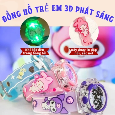 Đồng Hồ Đeo Tay Hoạt Hình Đèn LED Kuromi Hello Kitty Spiderman Nhiều Màu Cho Bé Giá Ưu Đãi 6