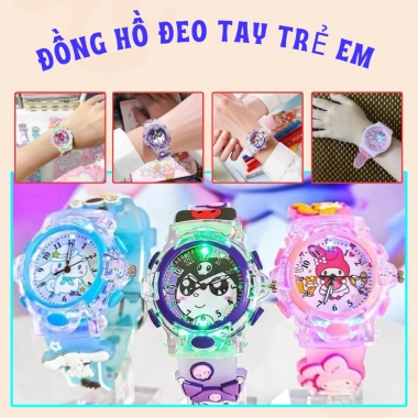 Đồng Hồ Đeo Tay Hoạt Hình Đèn LED Kuromi Hello Kitty Spiderman Nhiều Màu Cho Bé Giá Ưu Đãi 8