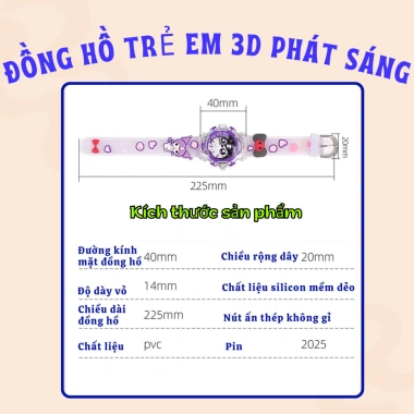 Đồng Hồ Đeo Tay Hoạt Hình Đèn LED Kuromi Hello Kitty Spiderman Nhiều Màu Cho Bé Giá Ưu Đãi 9