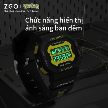 Đồng hồ điện tử ZGO Pokémon Pikachu – Chống nước, dạ quang, thể thao trẻ em, 333.939₫