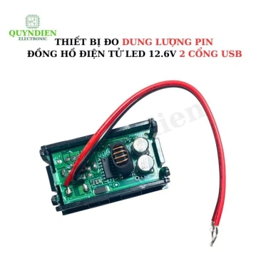Đồng hồ LED đo dung lượng pin 12.6V, 2 cổng USB, hiển thị kỹ thuật số, giảm 20%