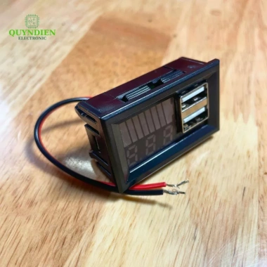 Đồng hồ LED đo dung lượng pin 12.6V, 2 cổng USB, hiển thị kỹ thuật số, giảm 20%